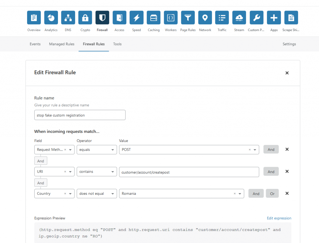 creare page rule cloudflare pentru un magazin online