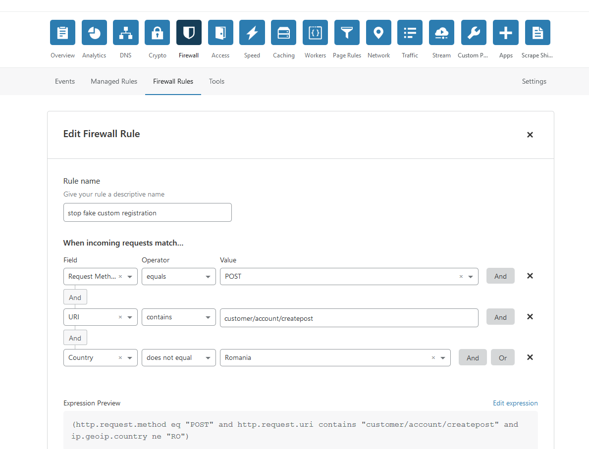 creare page rule cloudflare pentru magazin online